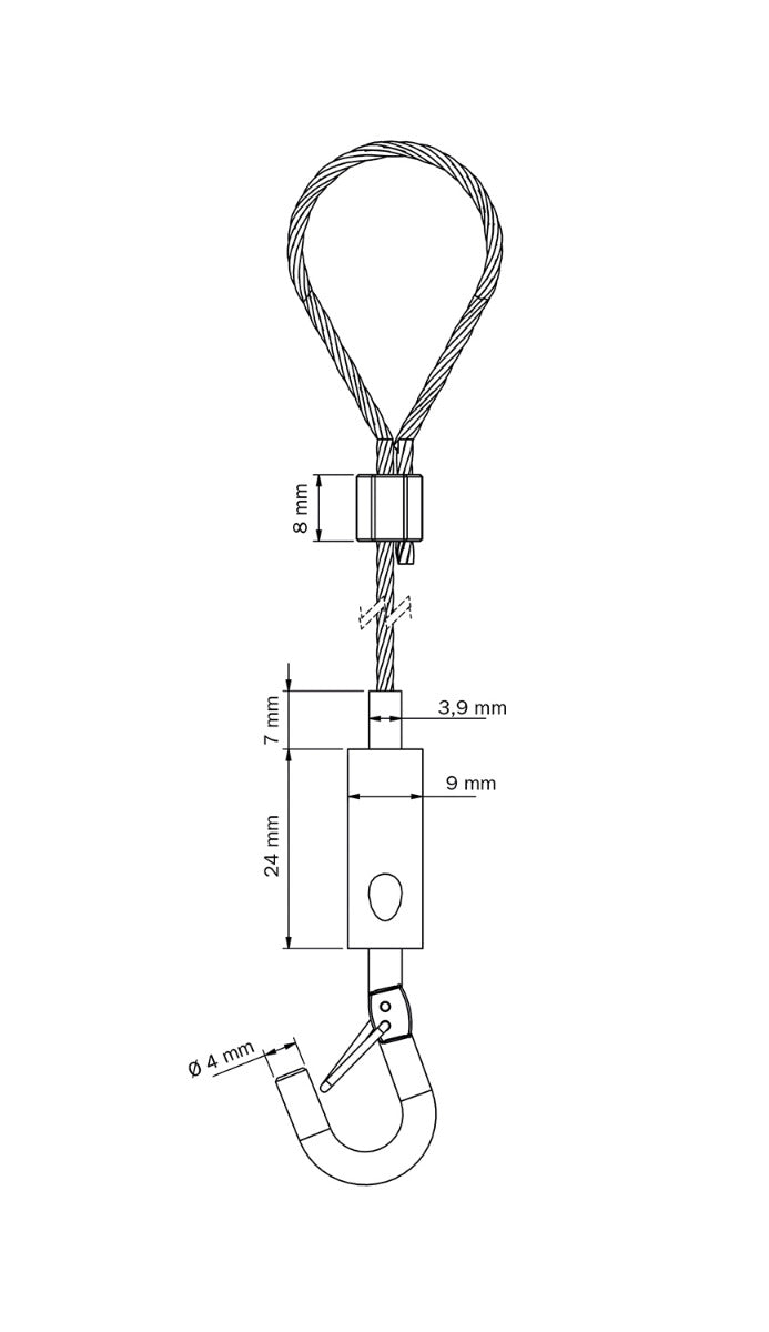 STAS zipper: pour accrocher tableaux avec sécurité, compatible câbles et fils Perlon.