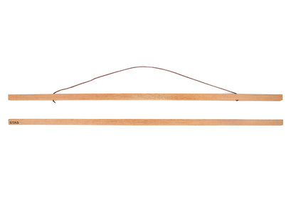 Porte-affiche en bois, adaptable et pratique.