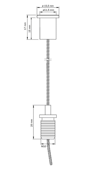 STAS kit de suspension avec serre-câble filetage M10 et fixation au plafond