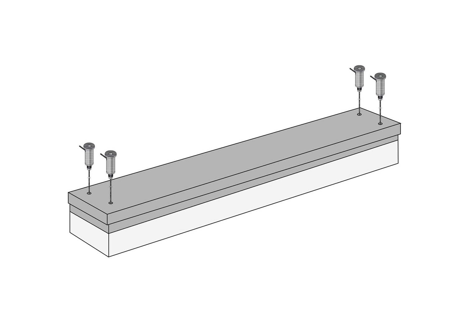 STAS suspension luminaires: Kit avec câble acier et fixation plafond.