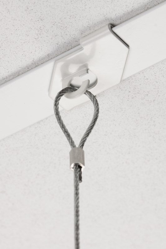 Crochet plafond suspendu, facile à fixer, pour panneaux et objets.